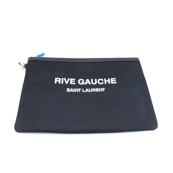 SAINT LAURENT Rive Gauche Black Canvas Clutch - Picture 5 of 12